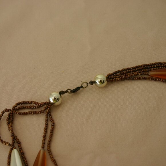 Five Strand Bronze Seed Bead Fashion Necklace R-932 - Picture 4 of 6